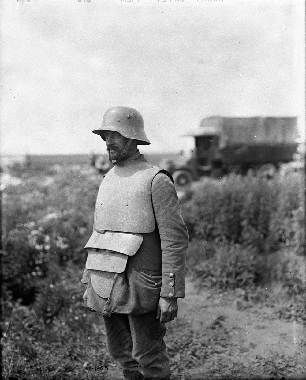 German prisoner wearing body armour - September, 1917 - Canadian Colour